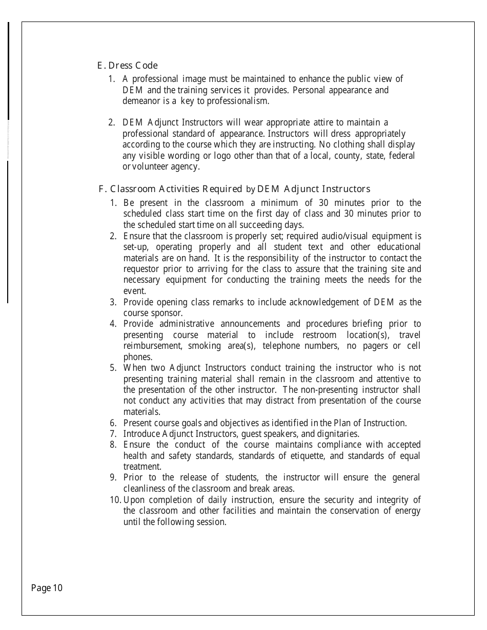 Dem Instructor Program Training Standards - Nevada, Page 10