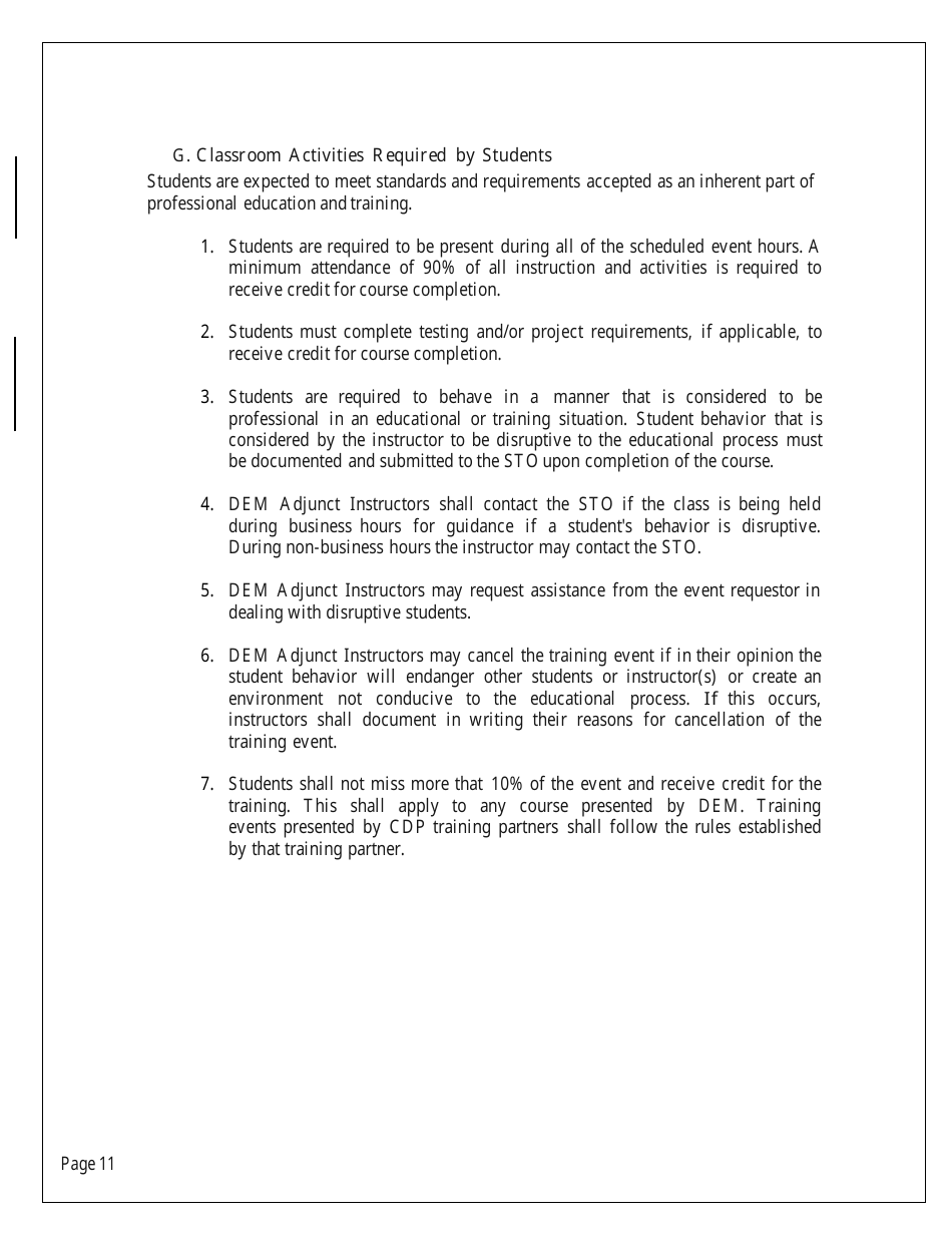 Dem Instructor Program Training Standards - Nevada, Page 11