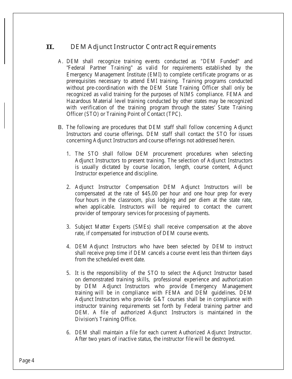 Dem Instructor Program Training Standards - Nevada, Page 4