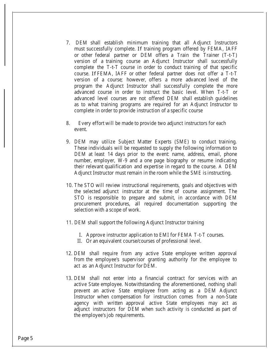 Dem Instructor Program Training Standards - Nevada, Page 5