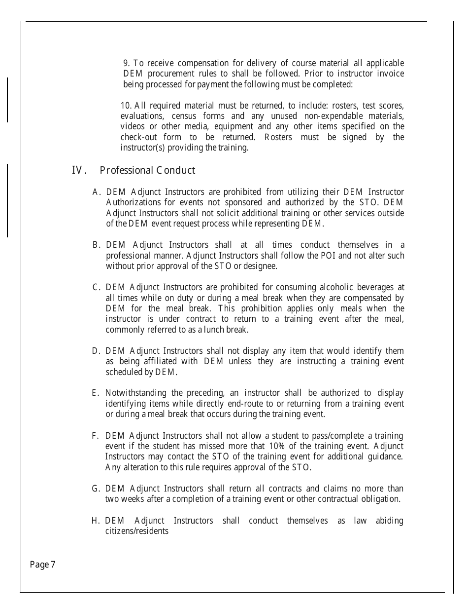 Dem Instructor Program Training Standards - Nevada, Page 7