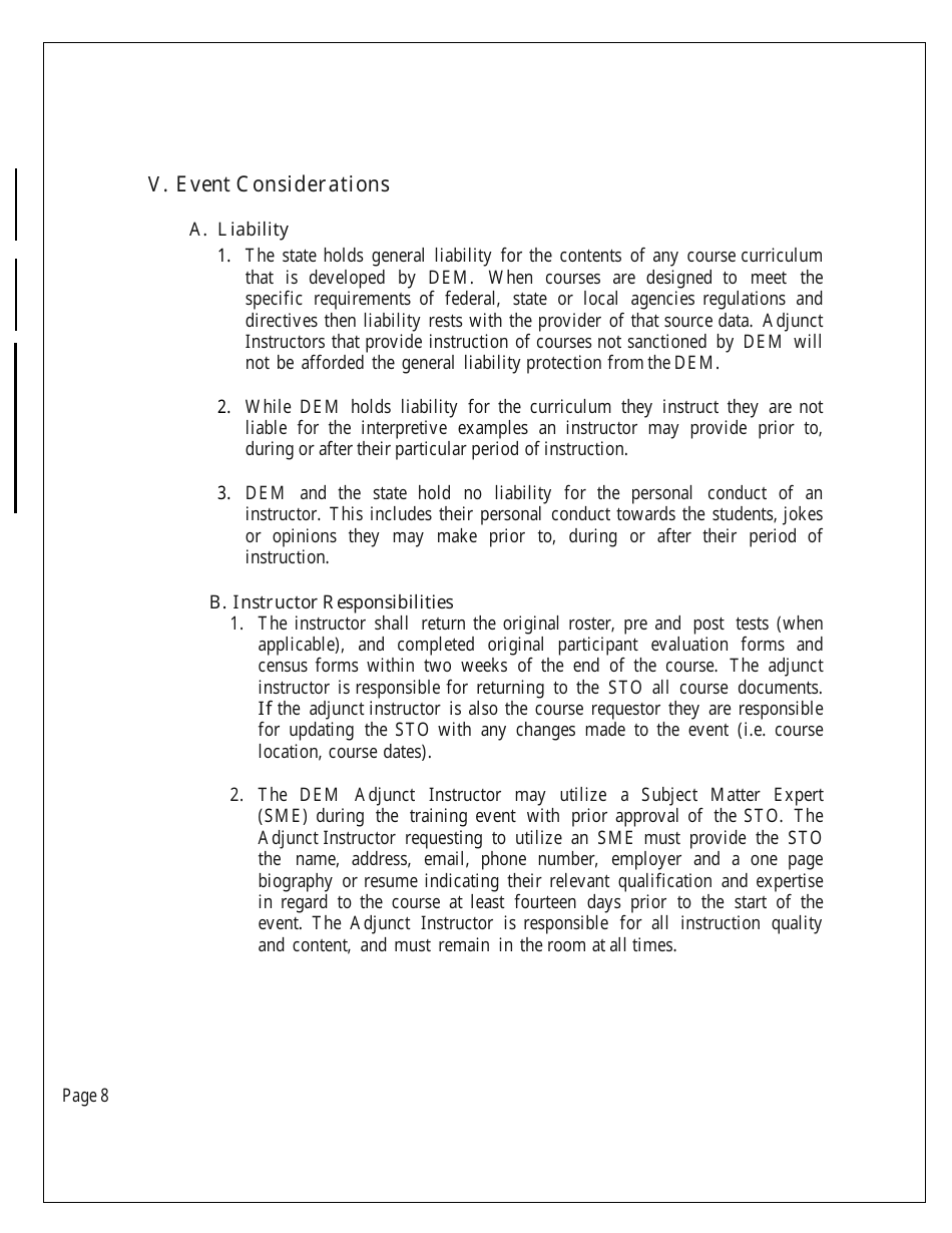 Dem Instructor Program Training Standards - Nevada, Page 8