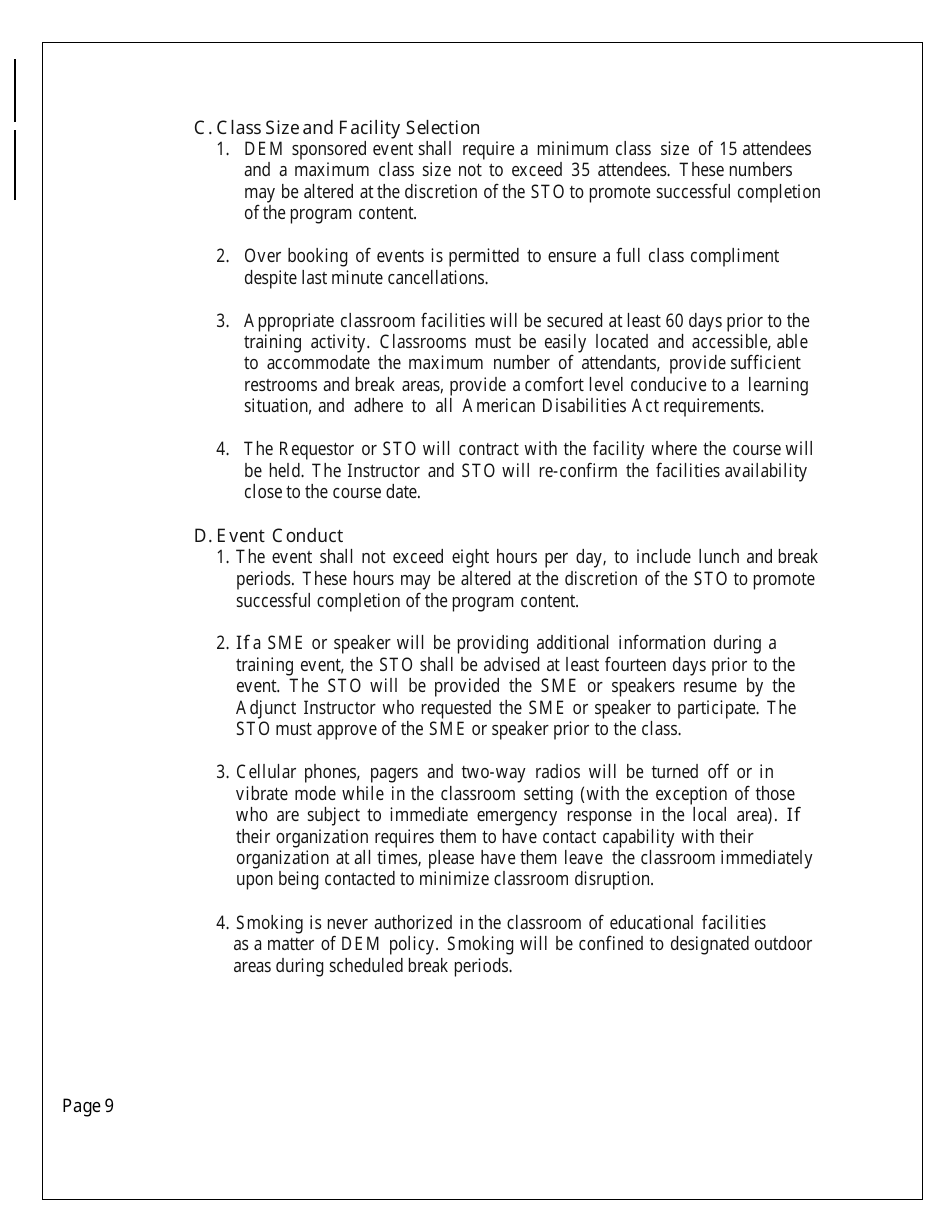 Dem Instructor Program Training Standards - Nevada, Page 9