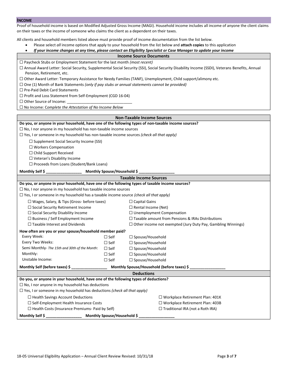 Form 18-05 Universal Eligibility Application - Annual Client Review - Nevada, Page 3