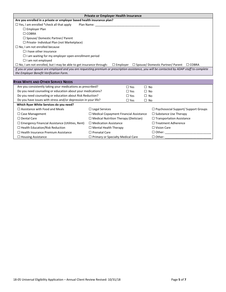 Form 18-05 Universal Eligibility Application - Annual Client Review - Nevada, Page 5