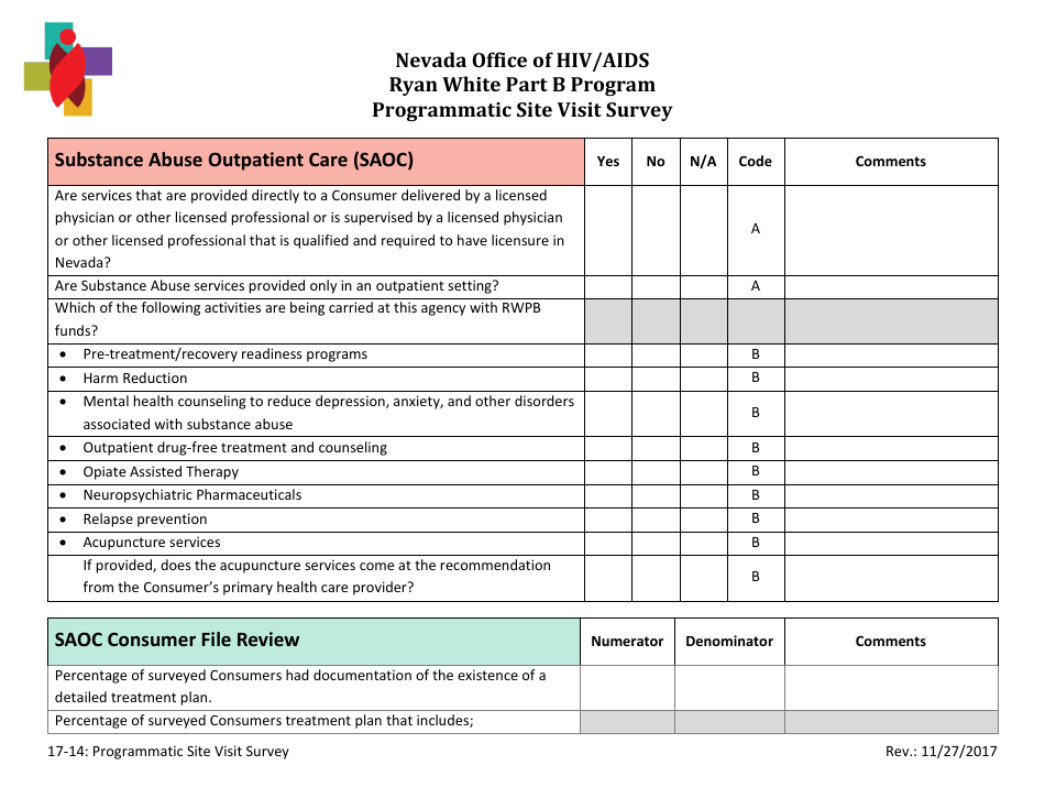 Ryan White Part B Program Programmatic Site Visit Survey - Nevada, Page 29