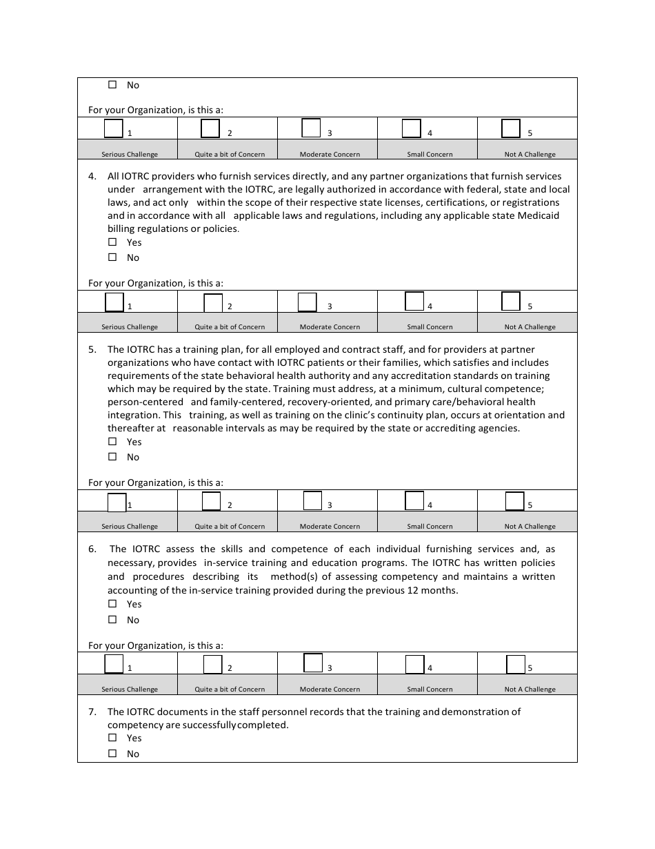 Integrated Opioid Treatment and Recovery Feasibility and Readiness Tool - Nevada, Page 6