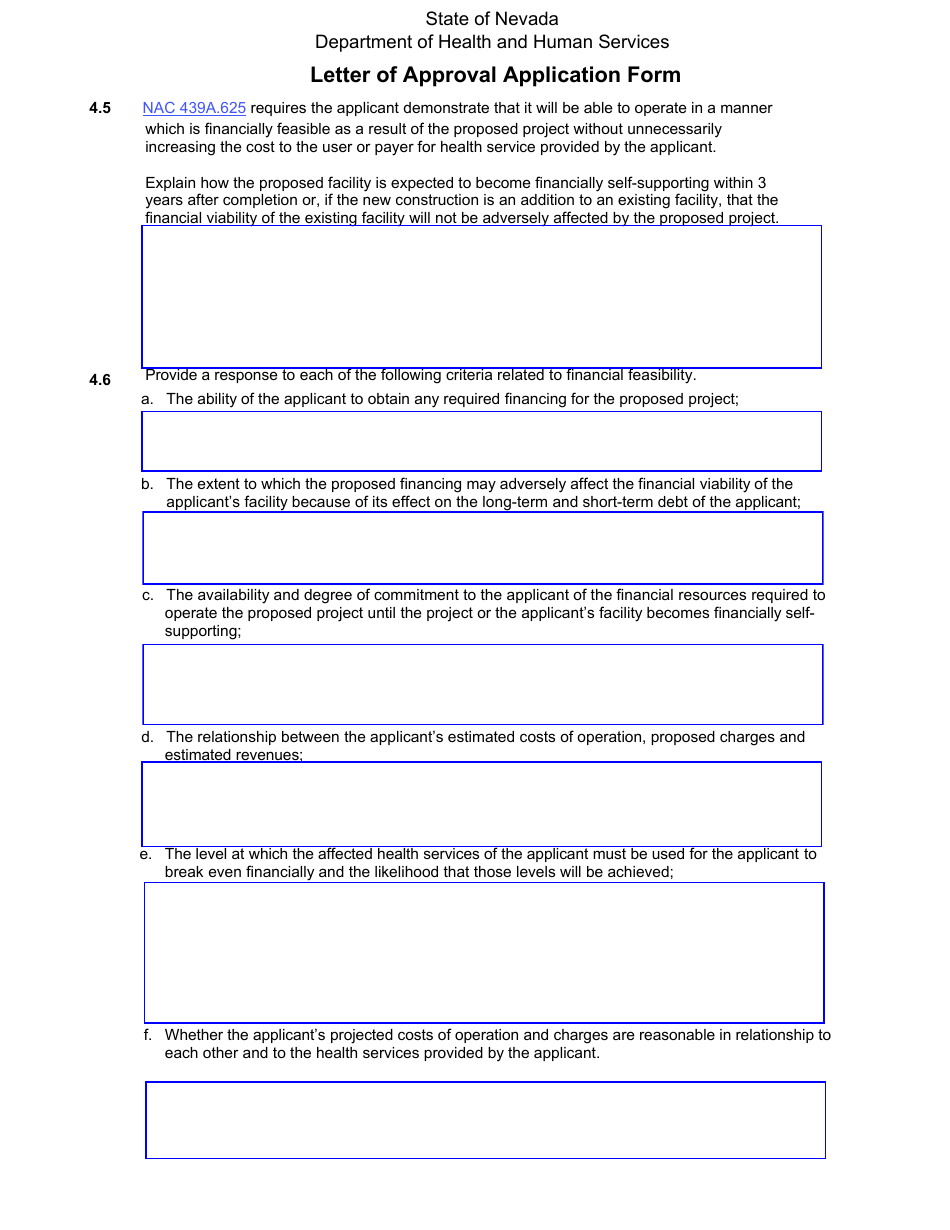 Letter of Approval Application Form - Nevada, Page 7