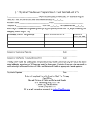 Document preview: J-1 Physician Visa Waiver Program New Arrival Verification Form - Nevada
