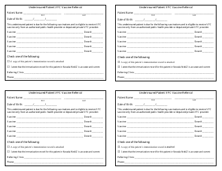 Document preview: Underinsured Patient Vfc Vaccine Referral Form - Nevada