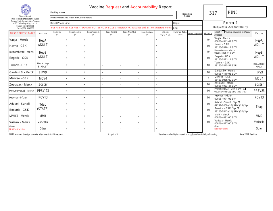 Form 1 - Fill Out, Sign Online And Download Fillable Pdf, Nevada 