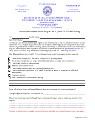 Document preview: Nevada State Immunization Program Participation Withdrawal Survey - Nevada