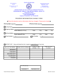 Document preview: Provider Information Change Form - Immunization Program - Nevada