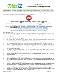 Document preview: Nevada Webiz View-Only User Confidentiality Agreement Form - Nevada