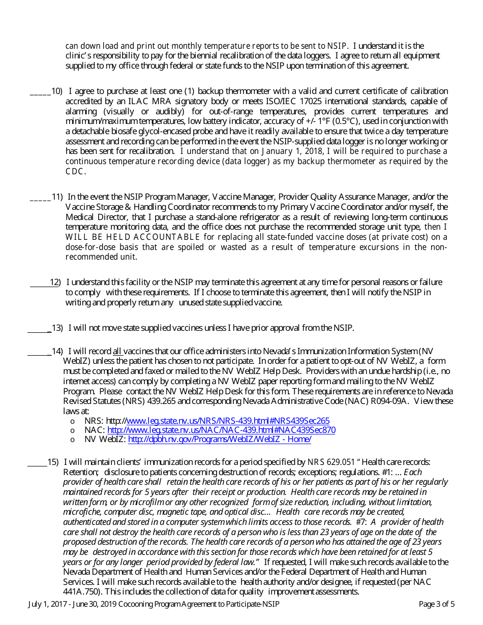 Agreement to Participate - Hospital Tdap and Ob / Gyn Cocooning Programs - Nevada, Page 3