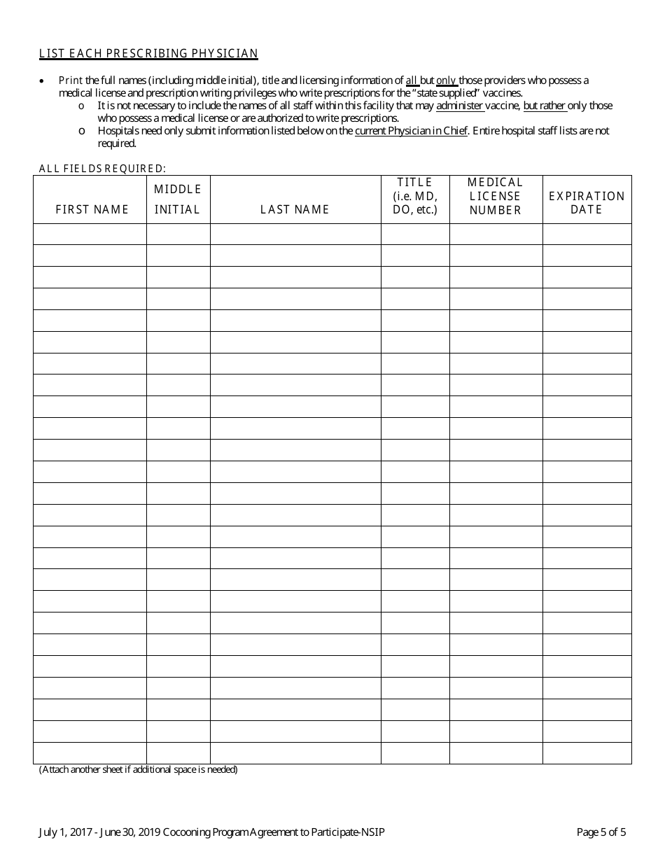 Agreement to Participate - Hospital Tdap and Ob / Gyn Cocooning Programs - Nevada, Page 5