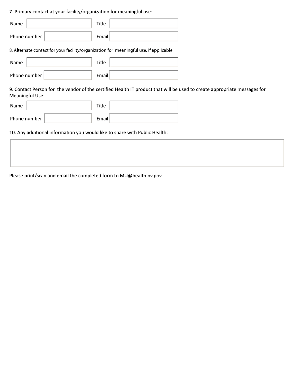 Meaningful Use Request Form - Nevada, Page 2
