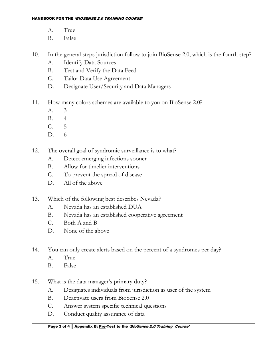Appendix B Pre-test to the biosense 2.0 Training Course - Nevada, Page 3