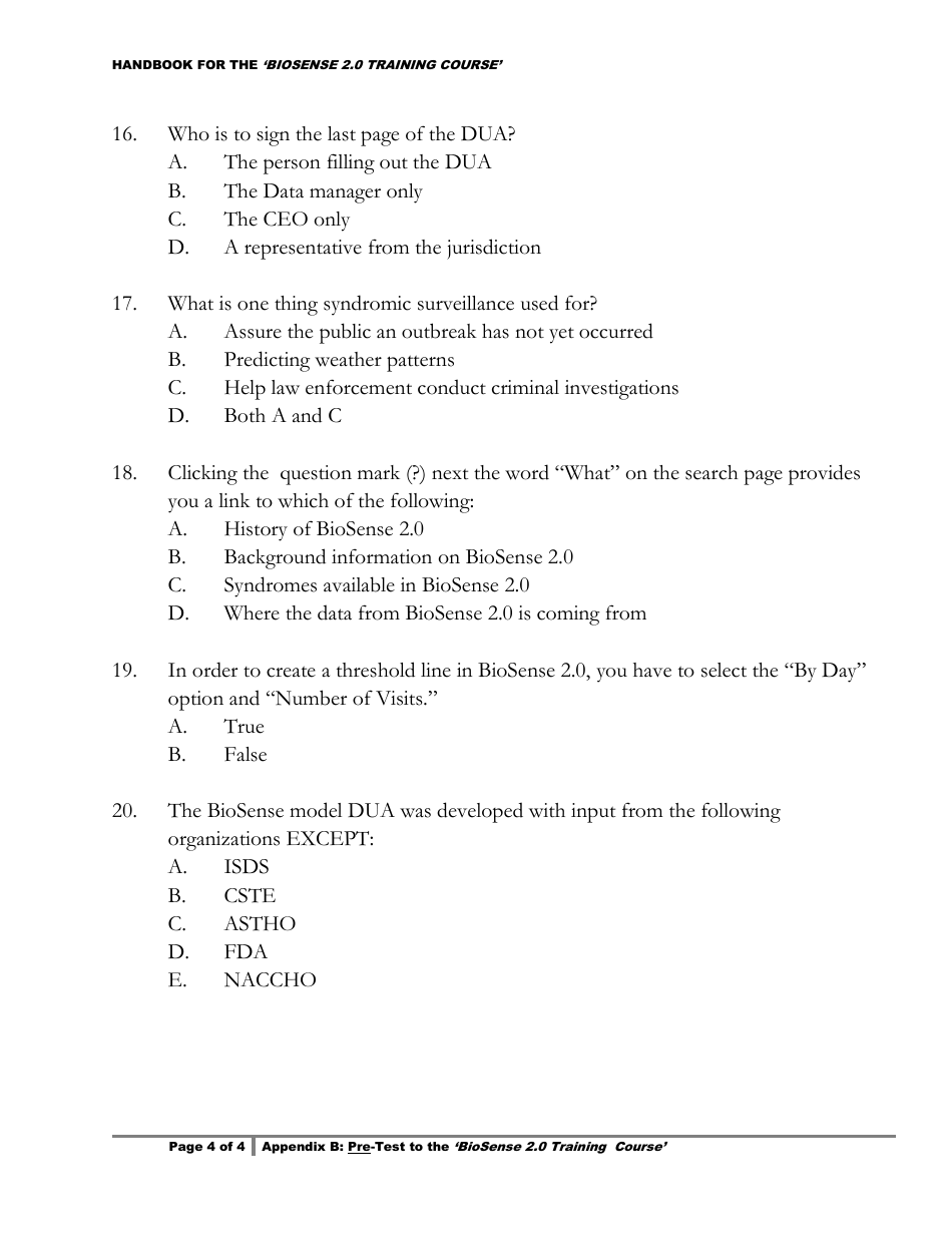 Appendix B Pre-test to the biosense 2.0 Training Course - Nevada, Page 4