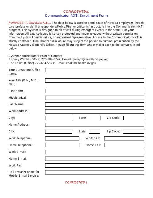 Communicator Nxt! Enrollment Form - Nevada