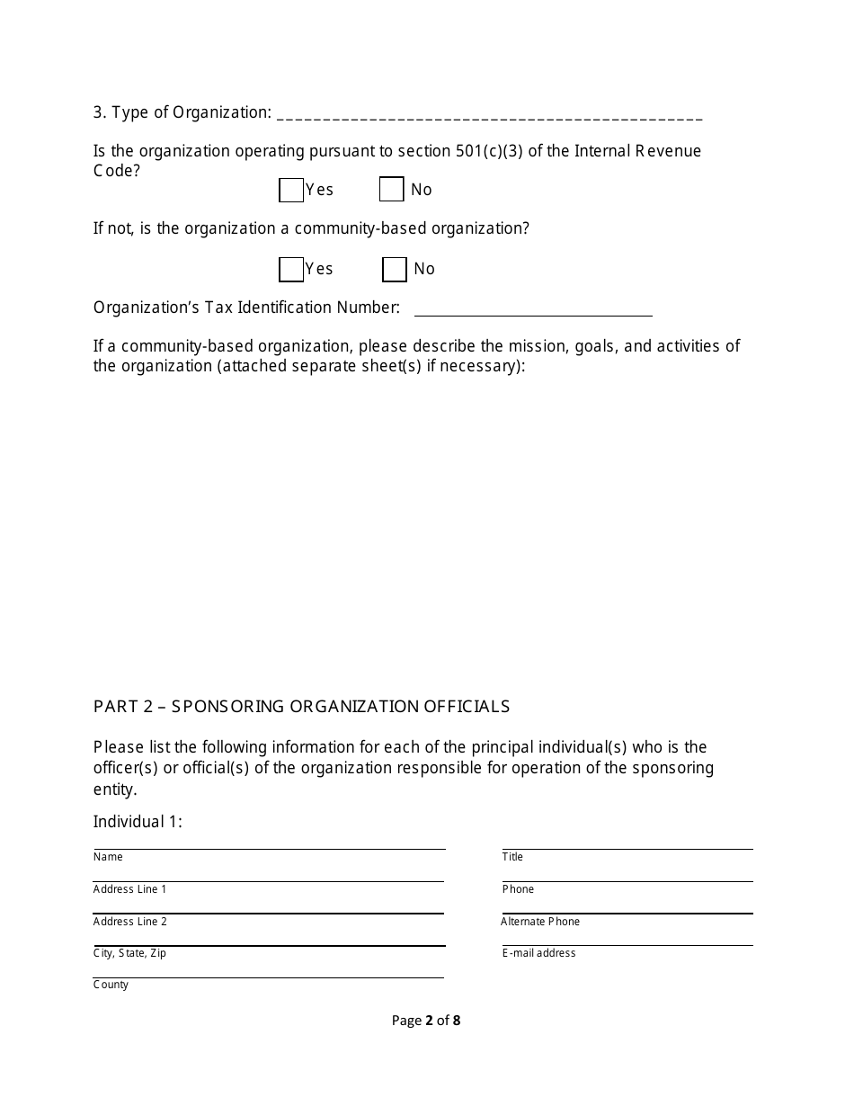Registration of Sponsoring Entity Under Nevada Revised Statutes (Nrs) Chapter 629 - Nevada, Page 2