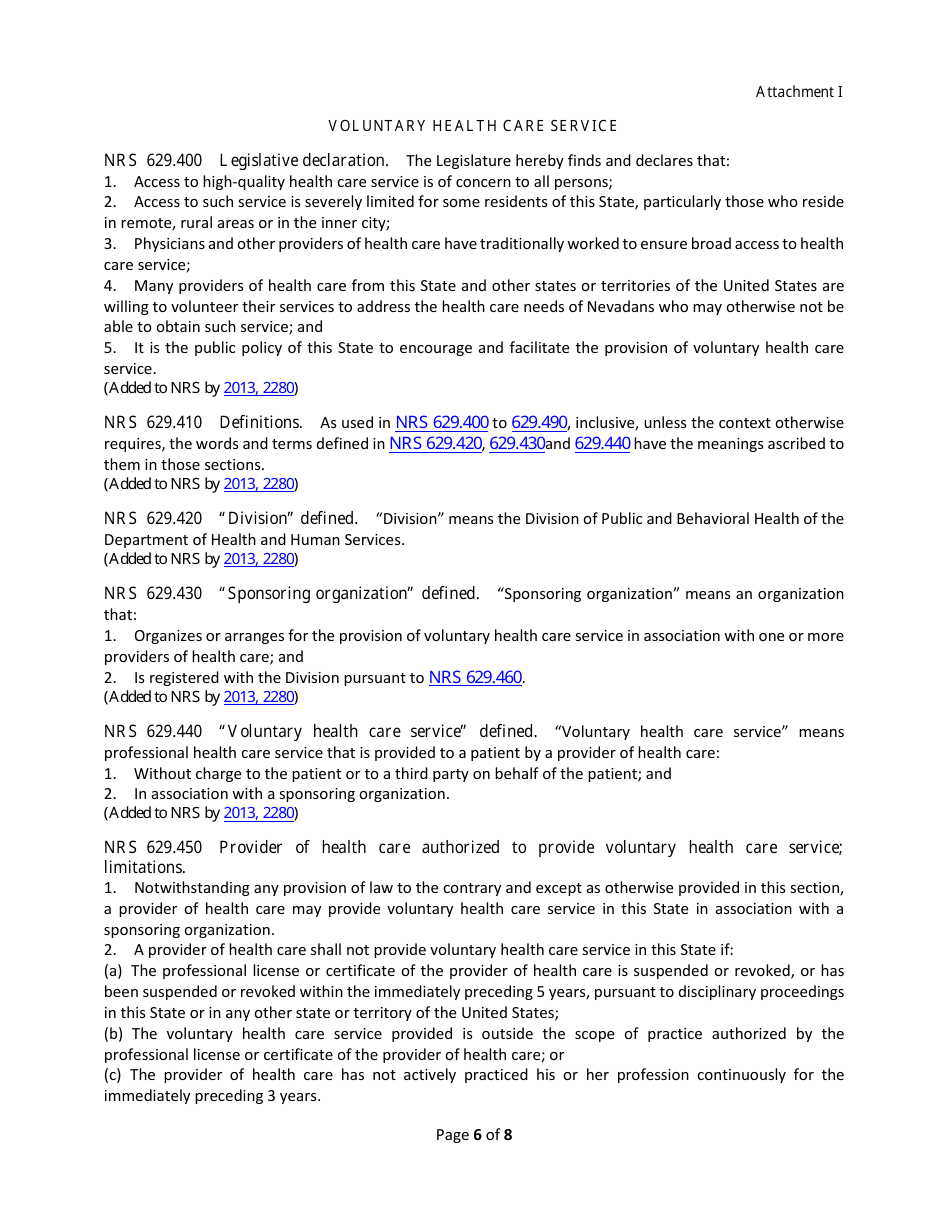 Registration of Sponsoring Entity Under Nevada Revised Statutes (Nrs) Chapter 629 - Nevada, Page 6