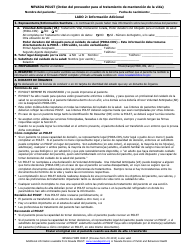 Formulario 090817 Orden Del Proveedor Para El Tratamiento De Mantencion De La Vida - Nevada (Spanish), Page 2