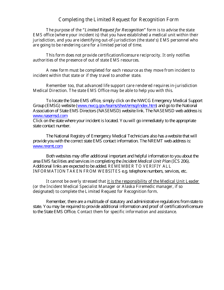 Limited Request Recognition Form - Nevada, Page 2