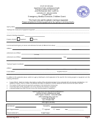 &quot;Emergency Medical Services Children Grant Application Form&quot; - Nevada