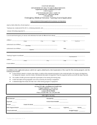 &quot;Emergency Medical Services Training Grant Application Form&quot; - Nevada