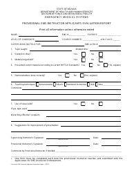 Document preview: Provisional EMS Instructor Applicants Evaluation Report - Nevada
