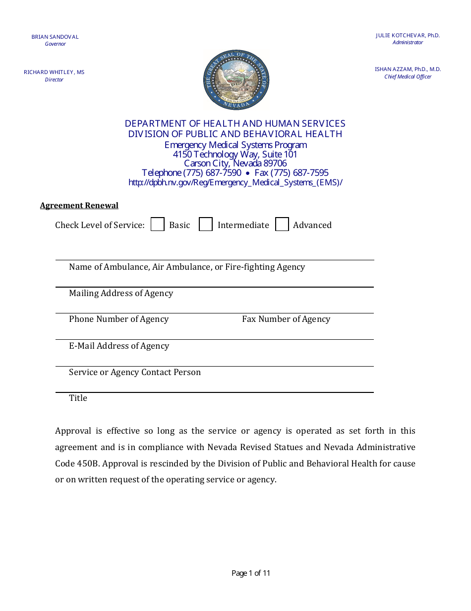 Renewal Permit Application - Nevada, Page 1