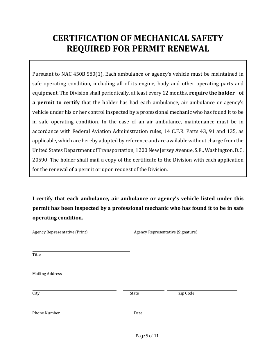 Renewal Permit Application - Nevada, Page 5