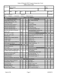 Document preview: EMS Program Inspection Form - Ambulance Unit - Nevada