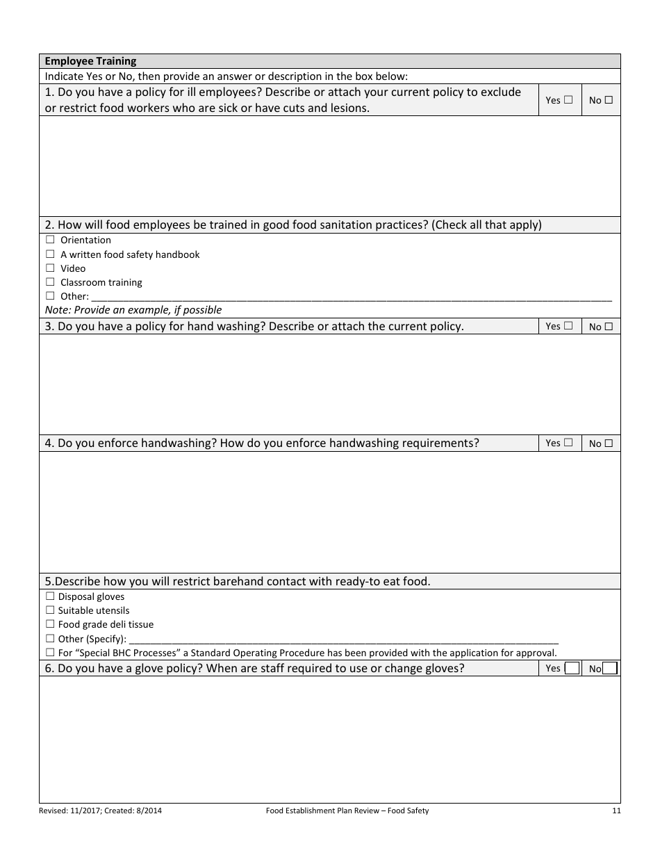 Plan Review for Food Establishment - Part a: Food Safety - Nevada, Page 11