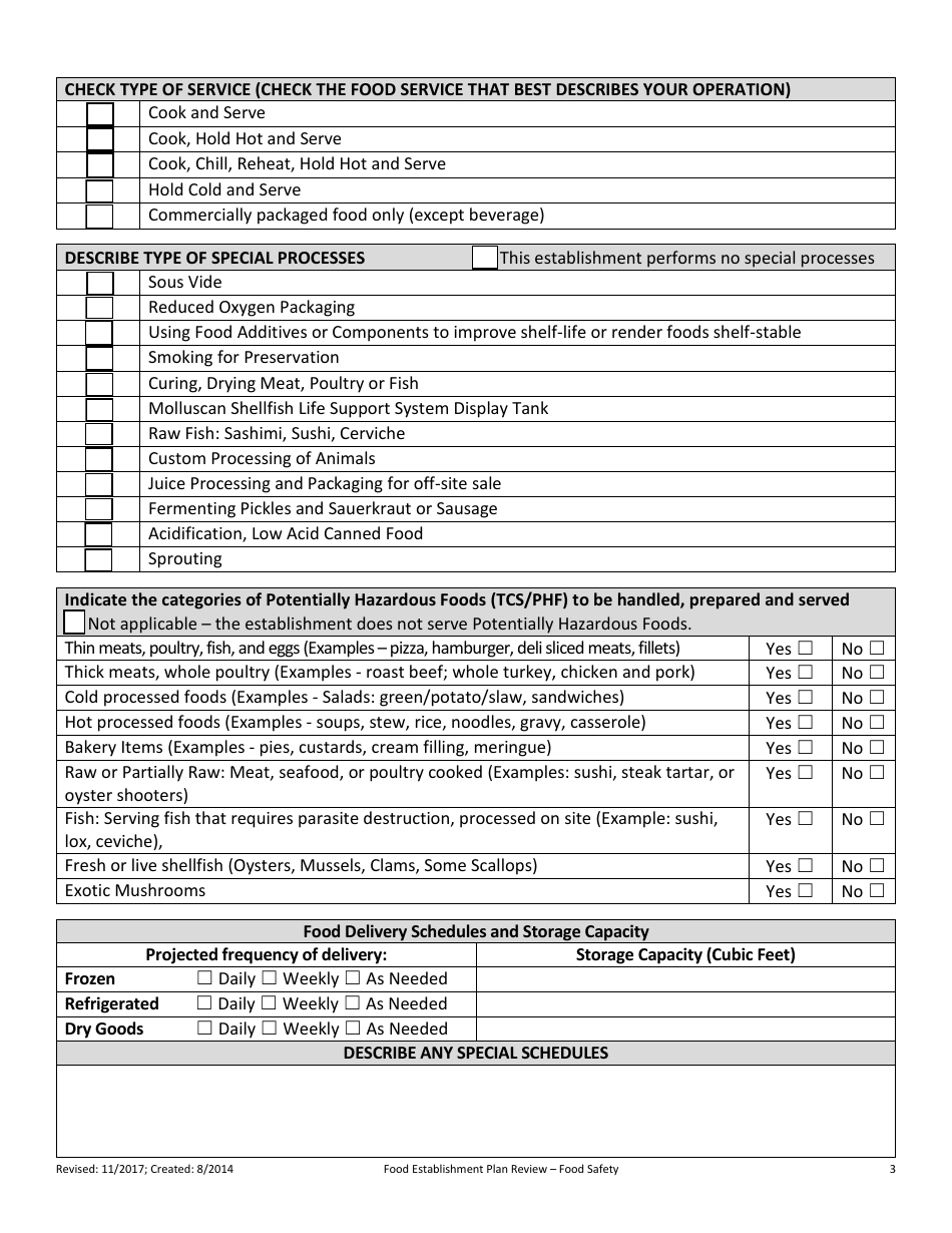 Plan Review for Food Establishment - Part a: Food Safety - Nevada, Page 3
