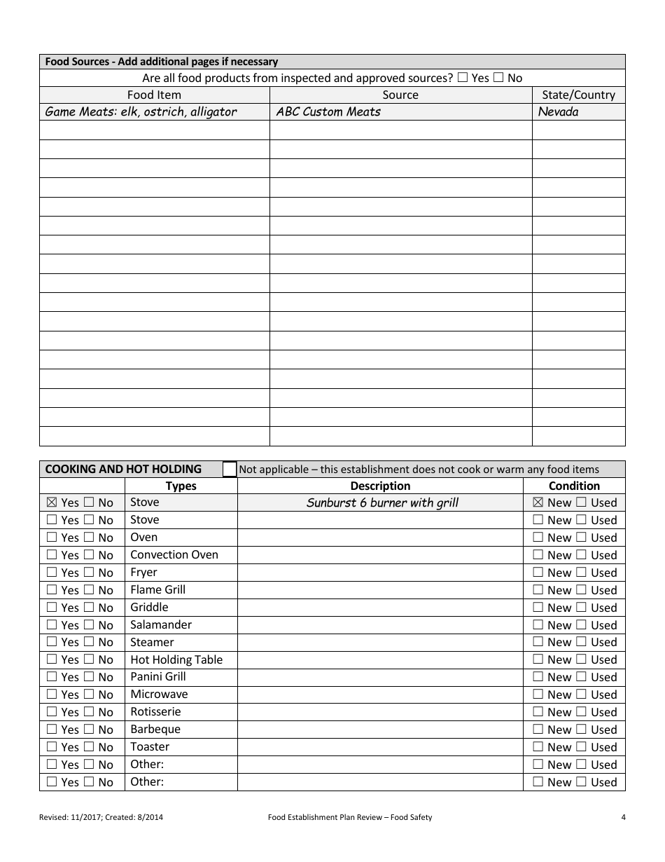 Plan Review for Food Establishment - Part a: Food Safety - Nevada, Page 4