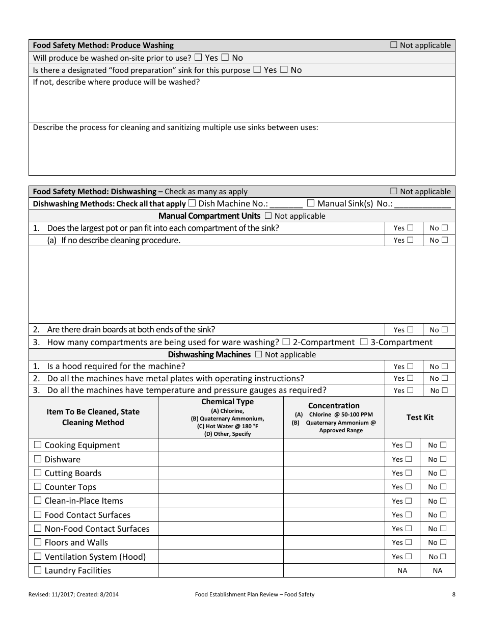 Plan Review for Food Establishment - Part a: Food Safety - Nevada, Page 8