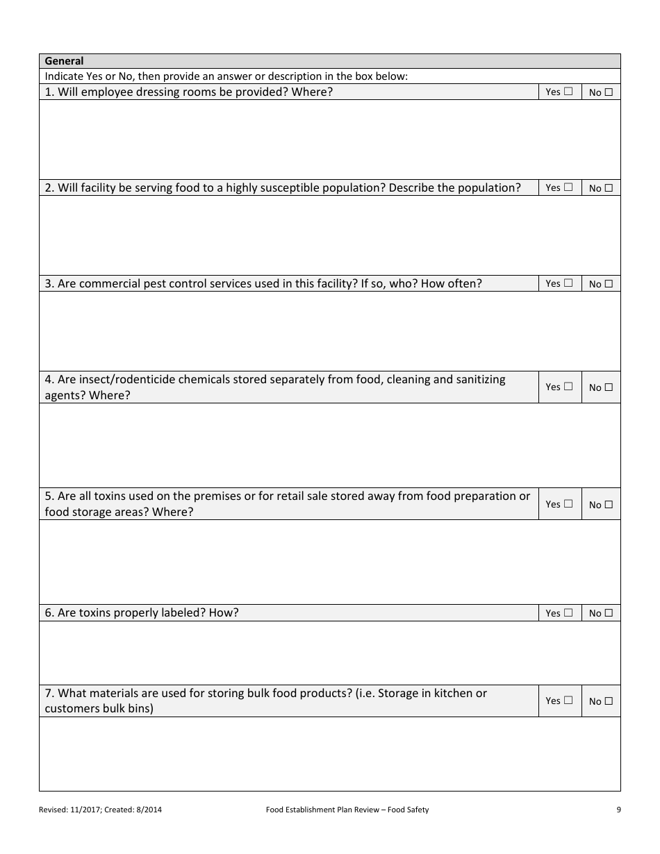 Plan Review for Food Establishment - Part a: Food Safety - Nevada, Page 9