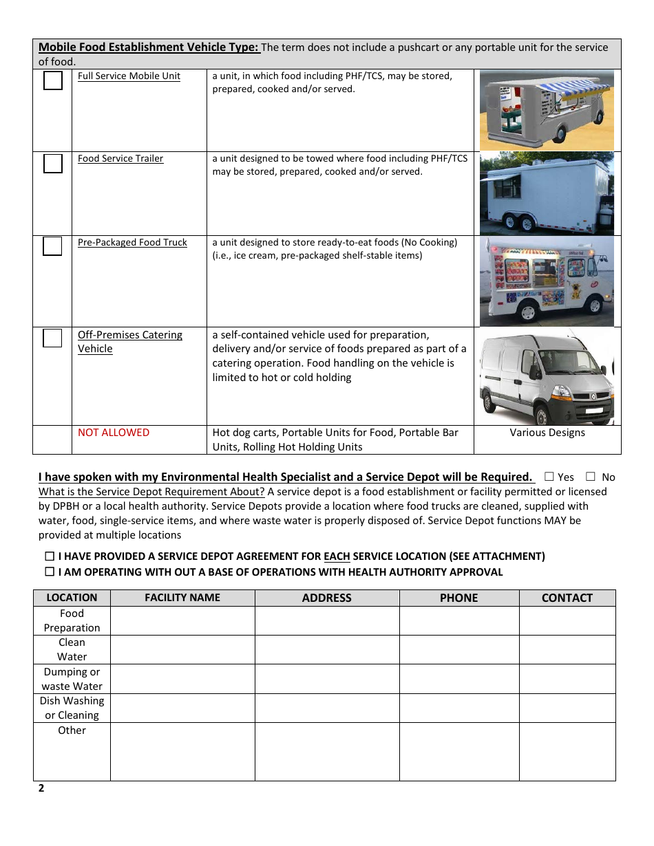 Plan Review for Food Establishment - Mobile Food Vehicle - Nevada, Page 2