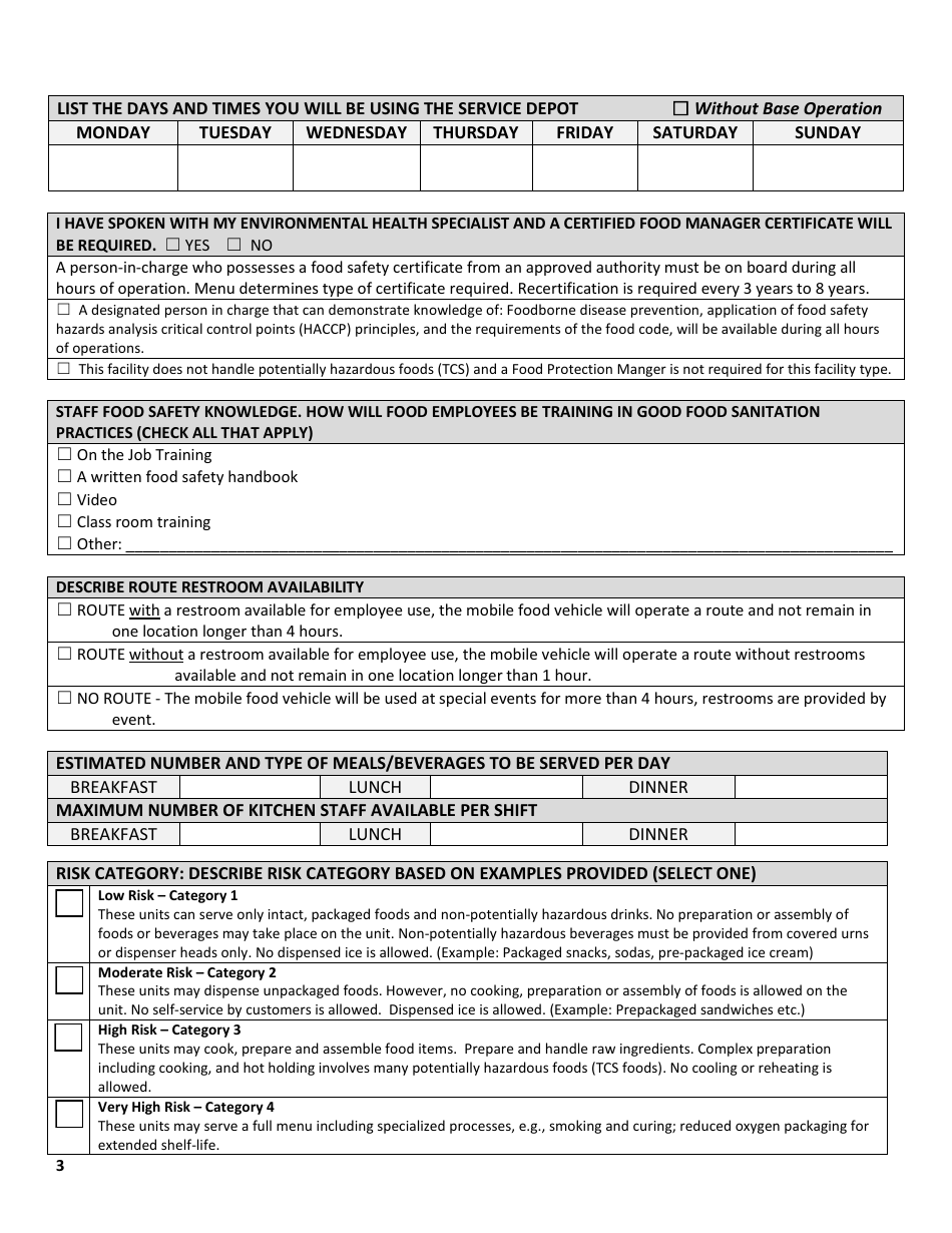 Plan Review for Food Establishment - Mobile Food Vehicle - Nevada, Page 3
