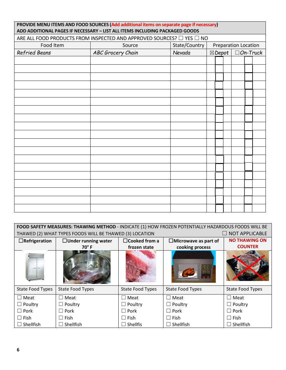 Plan Review for Food Establishment - Mobile Food Vehicle - Nevada, Page 6