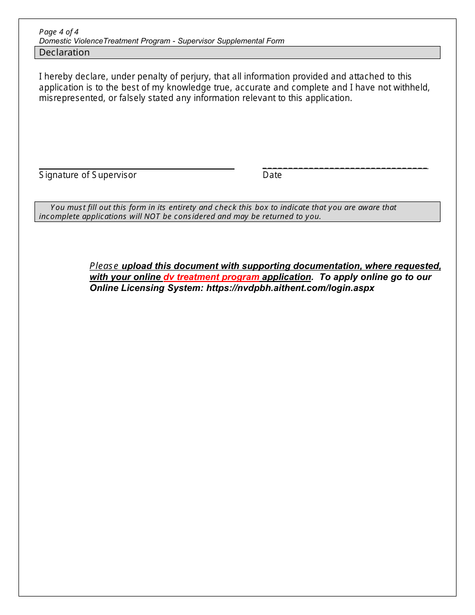 Request for Approval of Supervisor - Nevada, Page 4