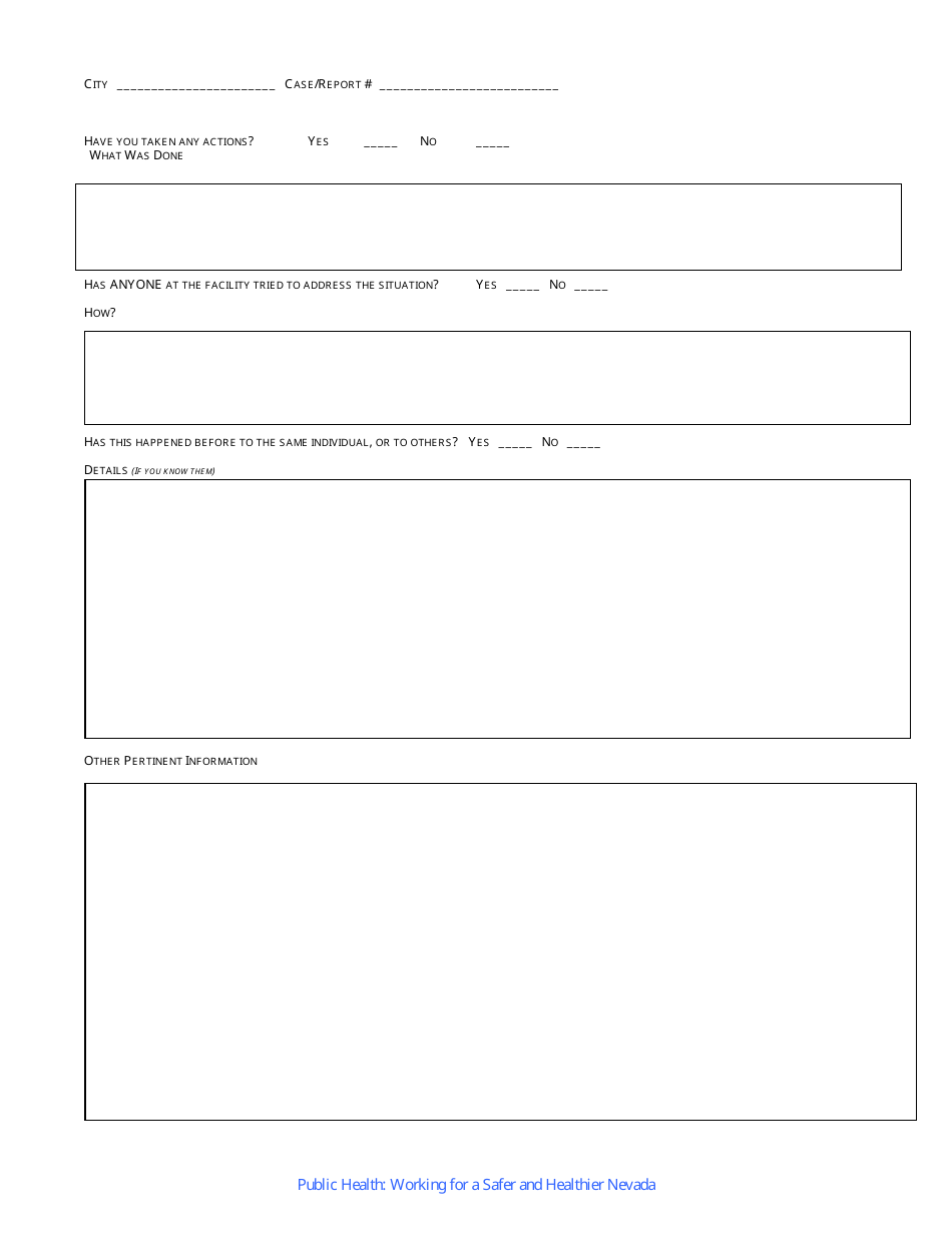 Nevada Complaint Form - Fill Out, Sign Online and Download PDF ...