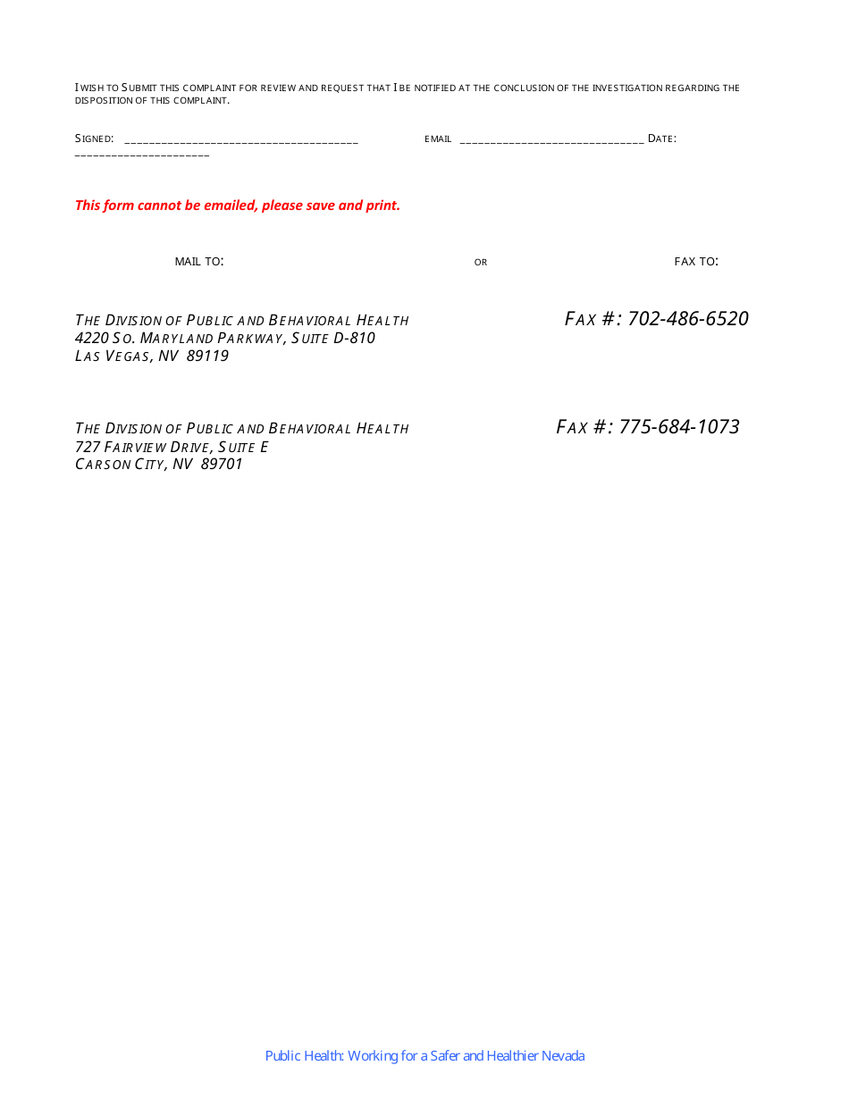 Nevada Complaint Form Fill Out Sign Online And Download Pdf Templateroller 6887