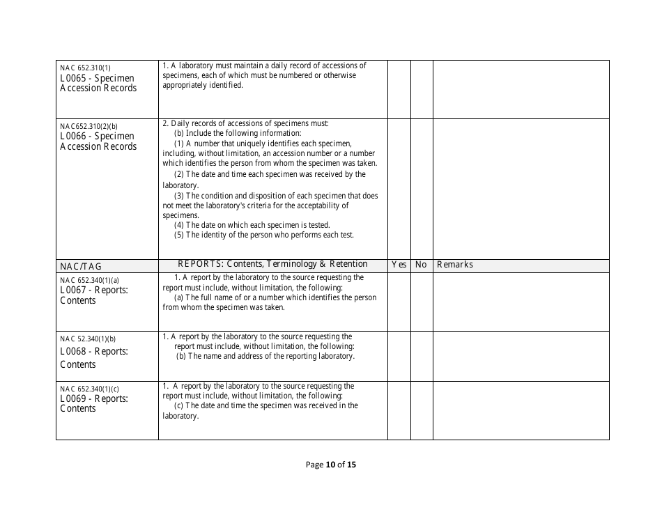 Nevada Medical Laboratory Self-assessment Form - Licensed and ...