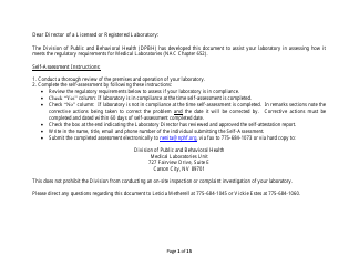 Medical Laboratory Self-assessment Form - Licensed and Registered Laboratories - Nevada