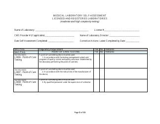 Medical Laboratory Self-assessment Form - Licensed and Registered Laboratories - Nevada, Page 2