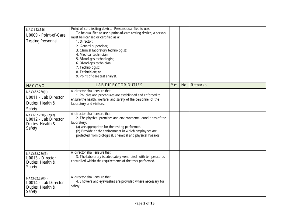 Nevada Medical Laboratory Self-assessment Form - Licensed and ...