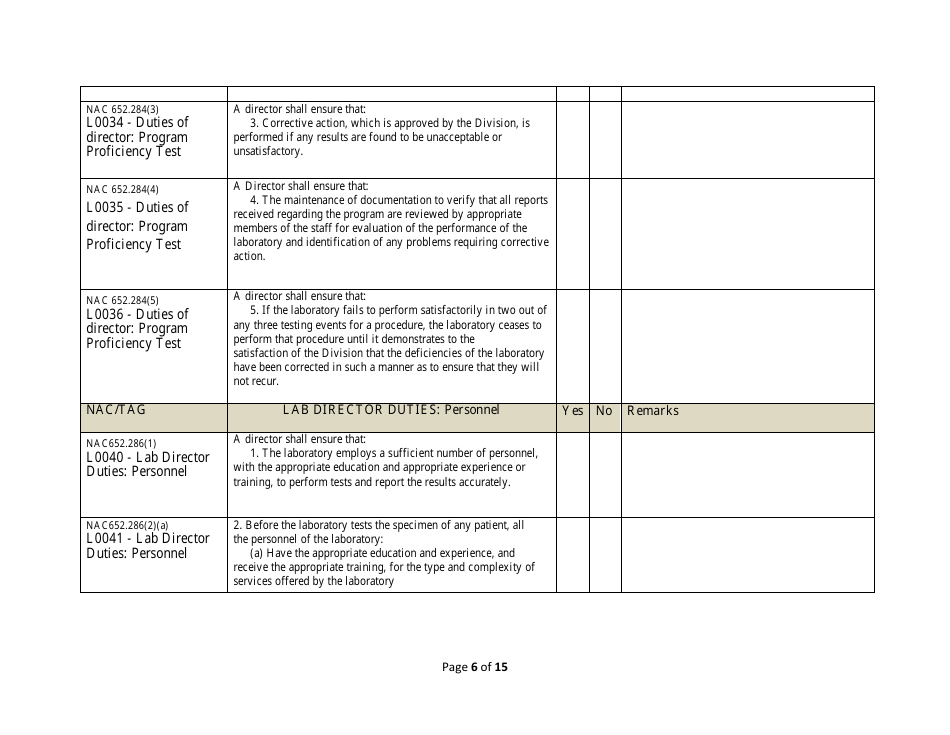 Medical Laboratory Self-assessment Form - Licensed and Registered Laboratories - Nevada, Page 6